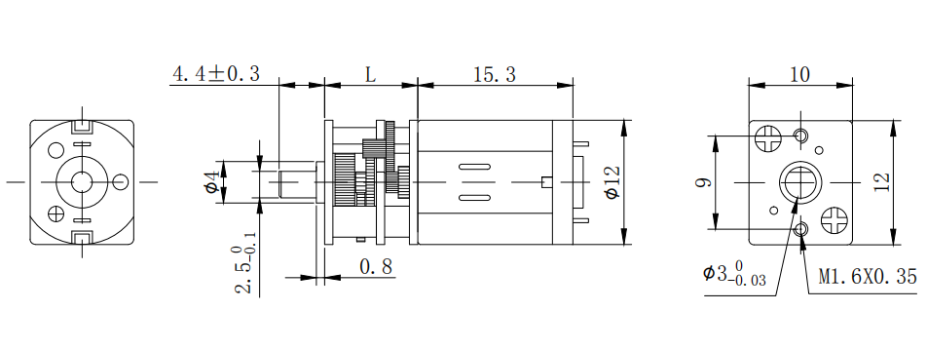 Dimensions(MM) metal gearmotor