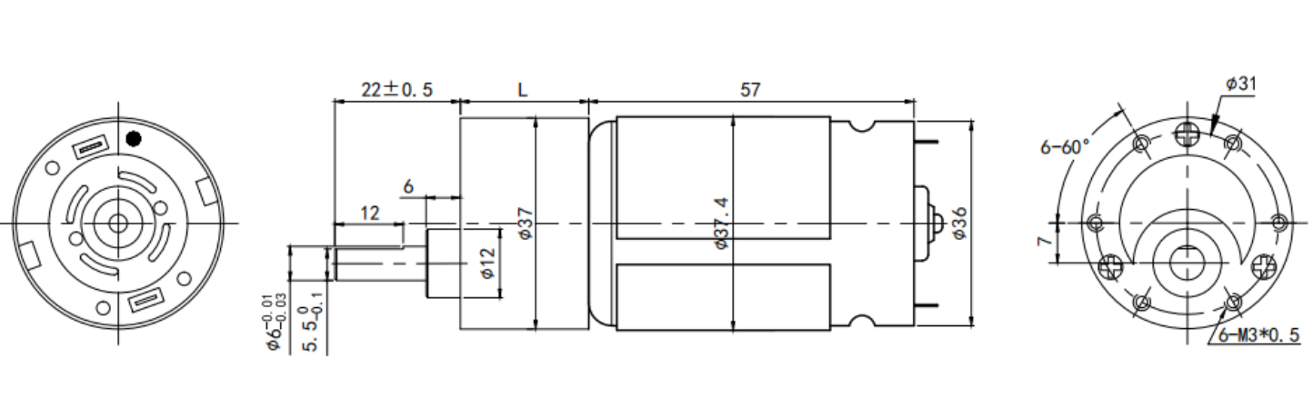 FT-37RGM555 Engrenaxe de CC de alto par de 37 mm