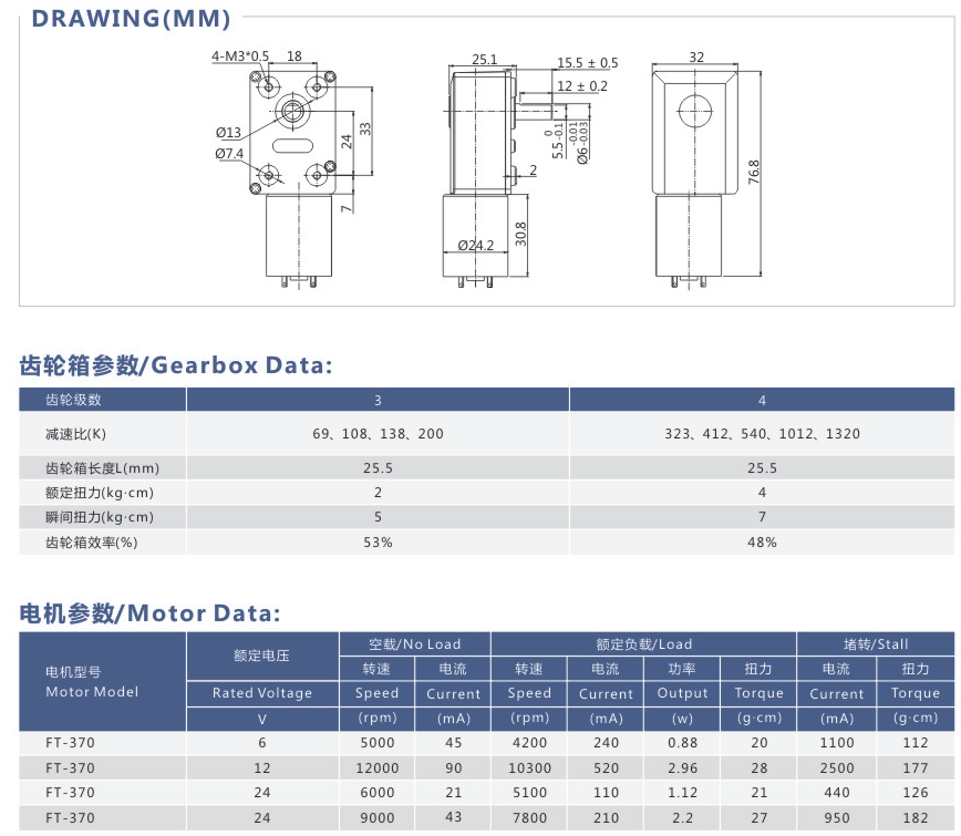 FT-46SGM370 worm gearbox  motor robotics motor (3)