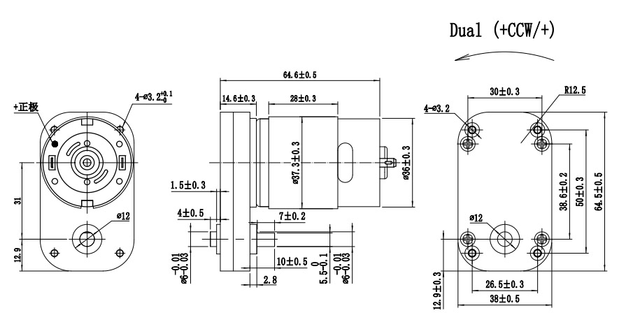 geared motor Dimensions(MM)